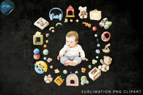 Download Baby with Toys PNG Clipart - Premium Bundle